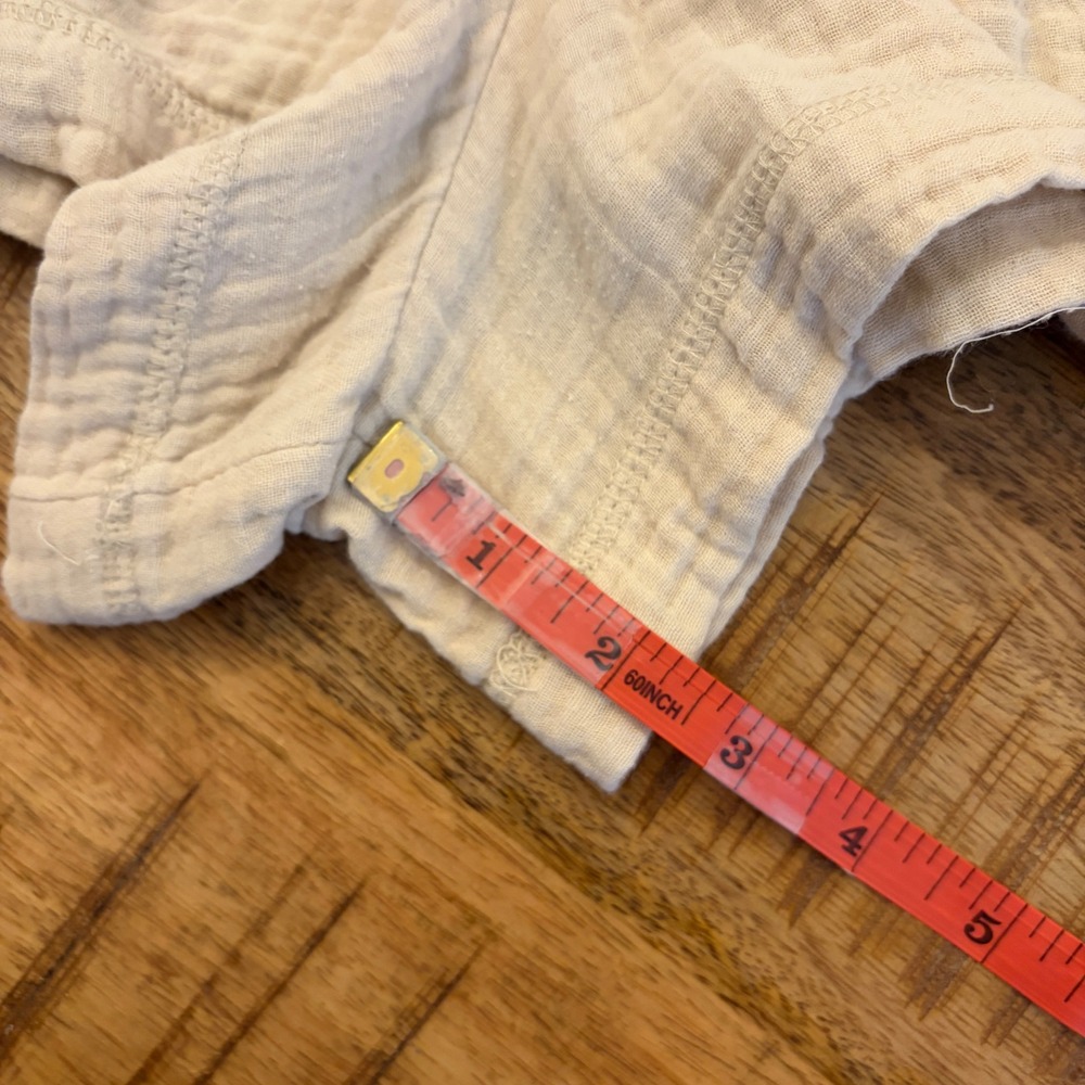 Aerie Cotton Gauze Shorts L Pull On Boho Coastal Raw Edge Beige Beach Vacation - Picture 9 of 9
